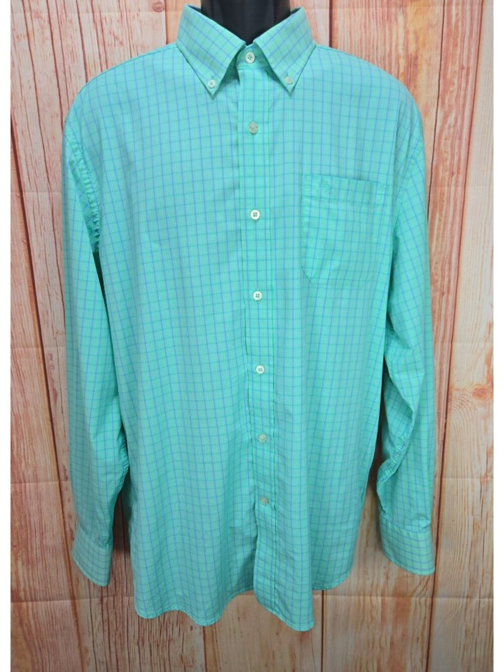Southern Tide Mens Large Intercoastal Button-Down Shirt Green & Blue Plaid Nylon